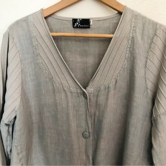 Fenini Linen and Ribbed Cotton Shirt/Jacket - Medium - Picture 5 of 16